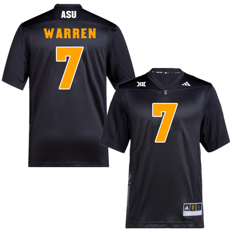 #7 Montana Warren Arizona State Sun Devils College Football Jerseys Stitched-Black